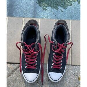 Converse Chuck Taylor All Star High Top Black Sneaker Red Logo & Laces M-10 W-12